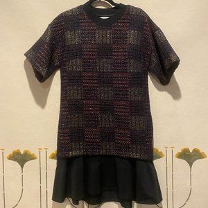 3.1 Philip Lim Black Metallic Short Sleeve Tweed Dress Size 2